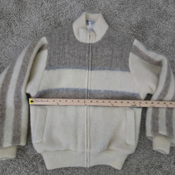 Samband of Iceland 100% Wool Jacket S Cream Nordic Winter Cozy Chunky Oversized - Picture 7 of 13